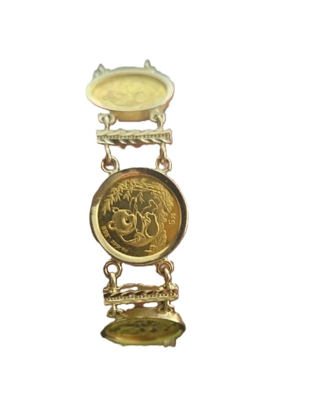 1994 CHINA CHINESE PANDA 1/20 OZ YAUN COIN BRACELET SET IN 14KY GOLD 7 COINS - Picture 3 of 16
